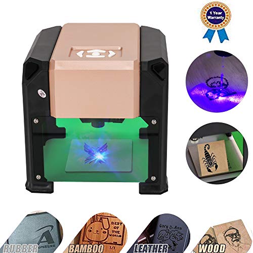 Laser Engraving Machine, Laser Engraver Printer 3000MW Mini Desktop Laser Engraver Machine DIY Logo Laser Engraver 7.5x7.5CM