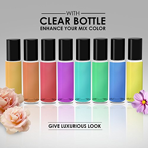 8 Pack Essential Oil Bottles [Metal Chrome Roller Ball] FREE Plastic Pippette 10ml Refillable Glass Bottles For Fragrance Perfume Essential Oil - Empty Perfume & Essential Oil Bottle (Clear Color) - Thumbnail 4