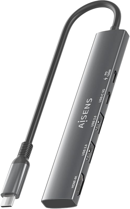 - ASUC-5P022-GR - USB-C Dock 5 EN 1, USB-C A 1xHDMI 2xUSB-A 1xUSB-C 1xUSB-C PD, Gris, 15CM