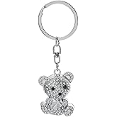 ARFUKA Keychain Rhinestone Bear Keyring Zinc Alloy Key Chain Metal Keyfob Key Ring Gift for Christmas and Birthday