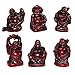 BRABUD 2'' Red Resin Laughing Buddha Figurines Good Gift and Collection Set of 6