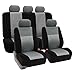 FH Group Car Seat Covers Full Set 3D Air Mesh - Universal Fit, Automotive Seat Covers, Low Back Front Seat Covers, Airbag Compatible, Split Bench Rear Seat, Washable Car Seat Cover for SUV, Sedan Gray