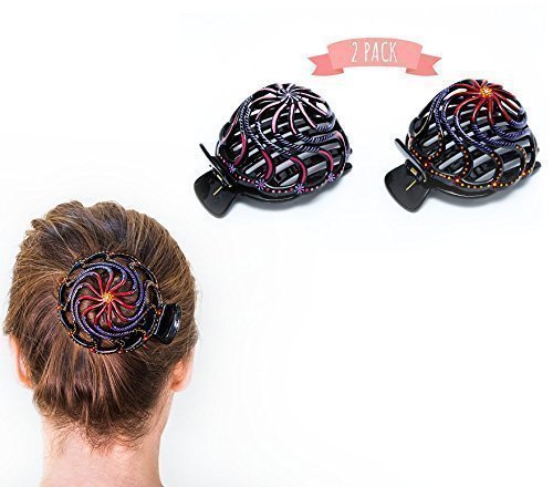 2 Pcs hand crafted Hair Grip. Home Hair Styling for Women & Girls Made Easy. This Attractive Hair Accessory can be use as a bun maker or a hair clip. For thick and thin hair. Uniquely Hand Painted