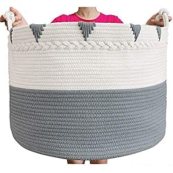 TerriTrophy XXXXLarge Cotton Rope Blanket Basket