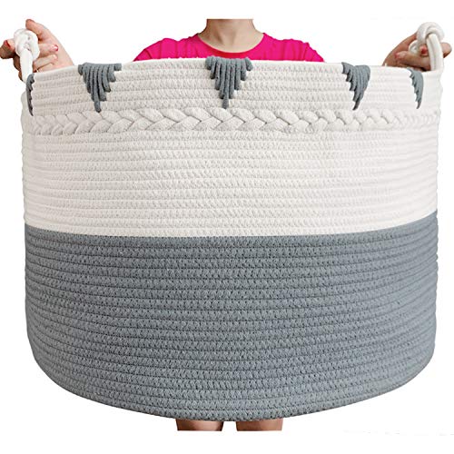 TerriTrophy XXXXLarge Cotton Rope Blanket Basket