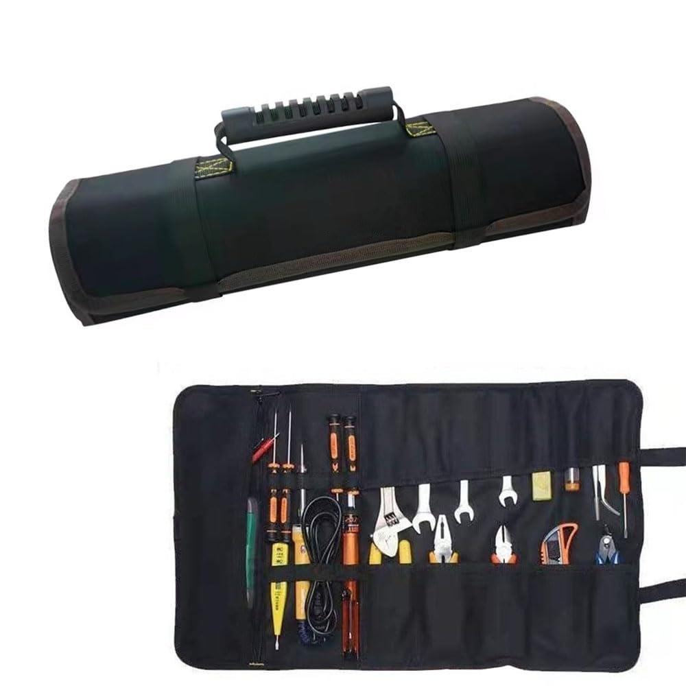 Tool Roll Organizer Roll Up Tool Bag Multifunctional Tool Storage Bag with 22 Pockets Canvas Tools Organiser Portable Tool Storage Pouch Pockets Tool Bag Roll Tool Pouch Screwdriver Roll