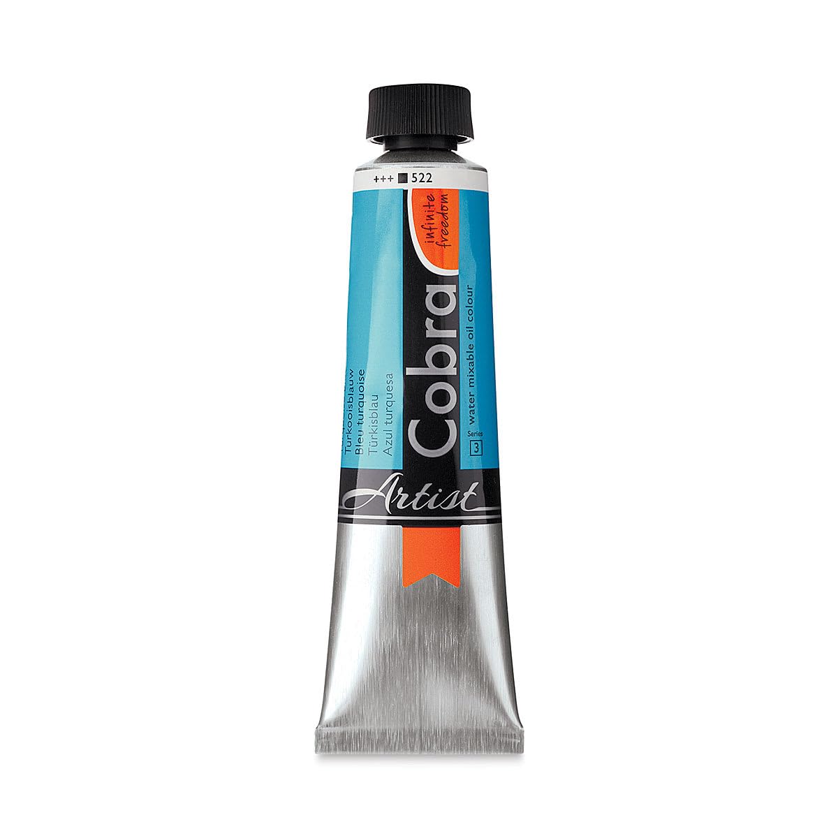 Cobra Artist Water-Mixable Oil Colour - 40 ml Tube - Turquoise Blue 522 - High Pigmentation - Solvent-Free - Excellent Lightfastness — image 1