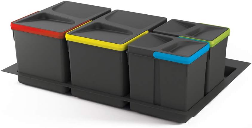 Emuca Drawer System, Cut Waste Sorting bin, Base for 80cm Cabinet (736x482mm), Grey, 80 cm (736 x 482) - Image 4