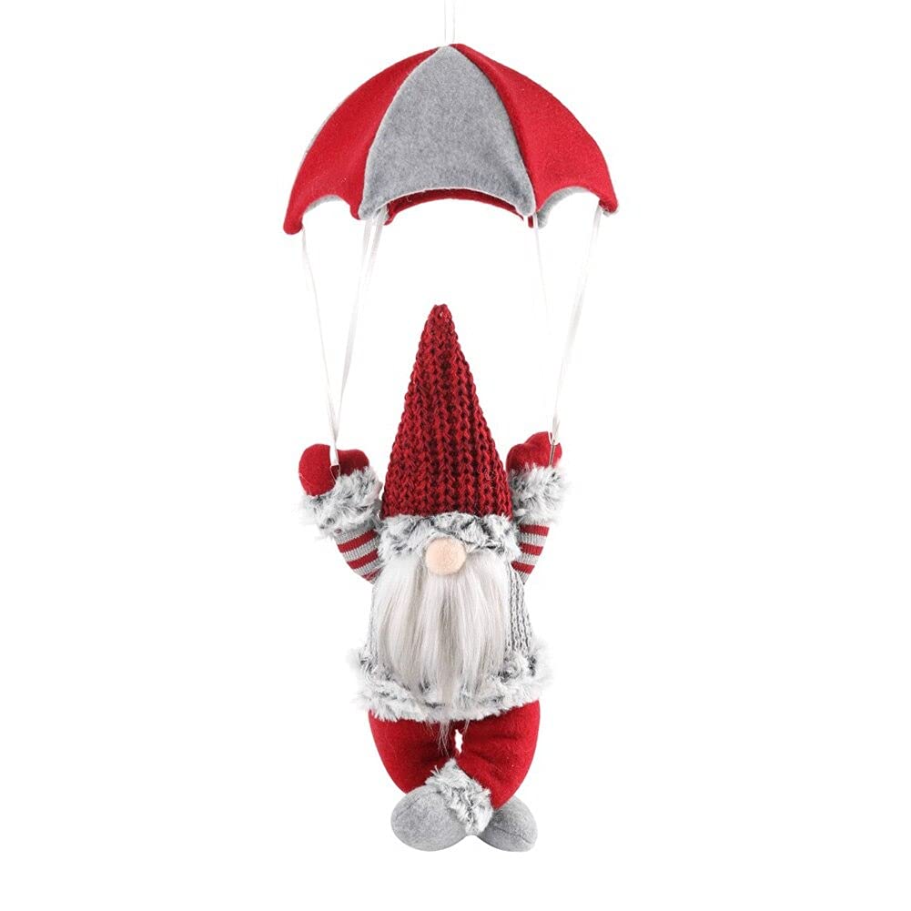 GiftShop Christmas Parachute Gnome Xmas Decorations Hanging Home Decor Grey Red Gonk Nordic Ornaments Gift Large Sequin Gnomes (Red)