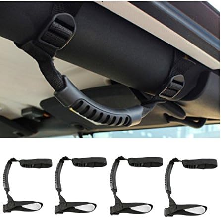 Jenaka 4 X Grab handle grips Grab bar Hand Hold UTV roll cages for Polaris Honda Yamaha Kawasaki UTVs (Black)