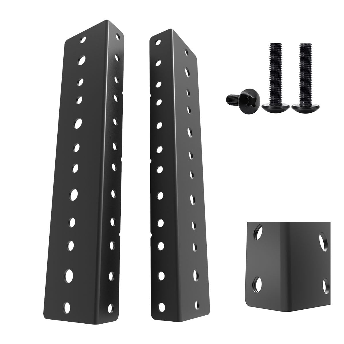 Jingchengmei 4U Steel Vertical Rack Rail Pair with Hardware (4U, Black)