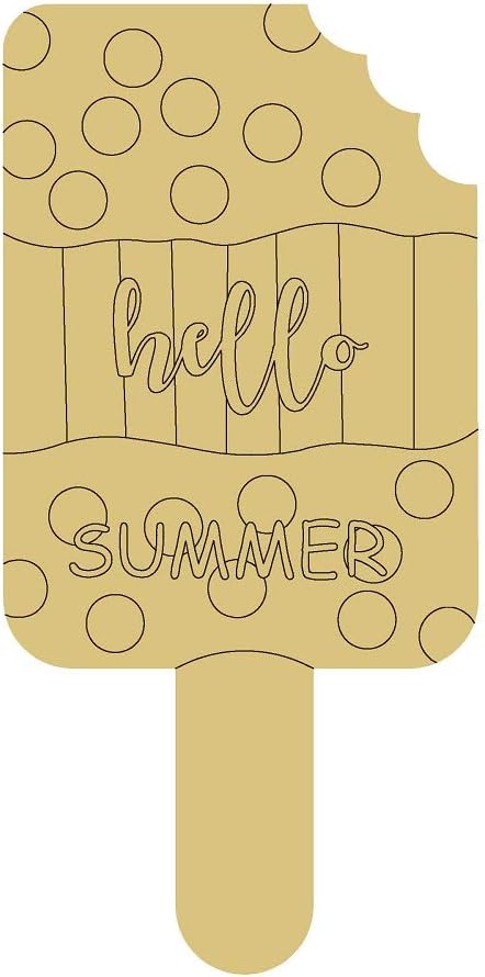 Popsicle Design by Lines Cutout Unfinished Wood Summer Decor Summer Treat Party Decor MDF Shaped Canvas Style 1 Art 2 (12