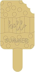 Popsicle Design by Lines Cutout Unfinished Wood Summer Decor Summer Treat Party Decor MDF Shaped Canvas Style 1 Art 2 (12