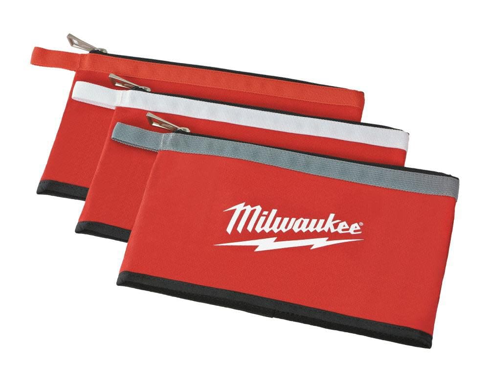 Milwaukee 48228193 Colour Zippered Pouch - Red/Black (Pack of 3)