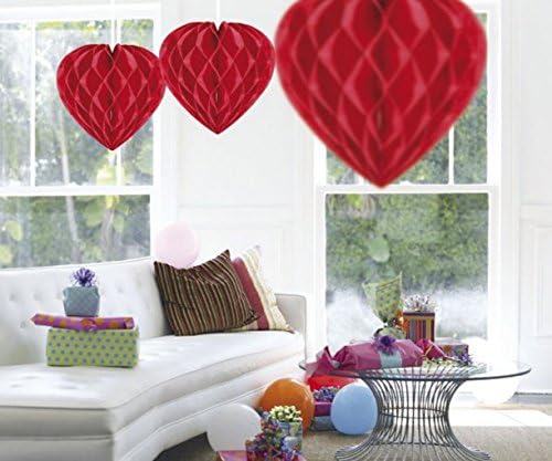 Folat Party Products Decoration Honeycomb Heart Red 30cm