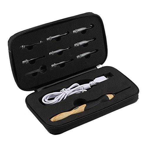 9 in 1 USB Rechargeable Light Up Crochet Hooks,LED Dimmable Crochet Set with 9 Interchangeable Heads,2.5mm-6.5mm,Ergonomic Crochet Hooks(Silicone Handle)