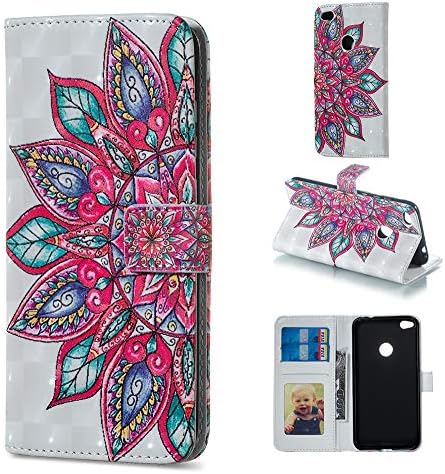 BestCatgift P8 Lite PU Leather Folio Flip Cover [3D Relief Pattern ][Kickstand] For Huawei P8 Lite 2017/P9 Lite 2017/Honor 8 Lite/Nova Lite/GR3 Magnetic Wallet Case - Half flower