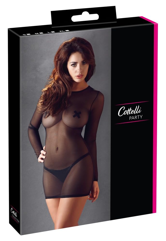 Cottelli Collection Large Black Transparent Long Sleeve Dress