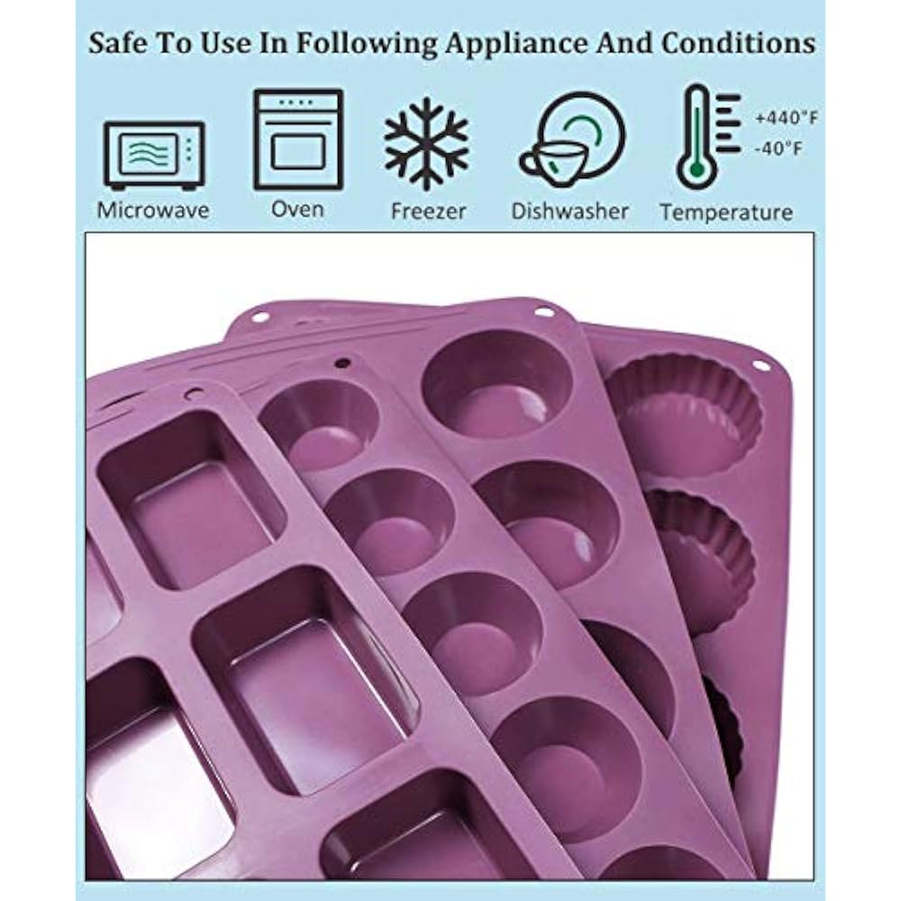 Silicone Muffin & Cupcake Pans Baking Set Of 4 Include Pan, Mini