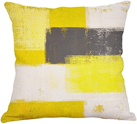 Yellow Decorative Throw Pillow Covers Cotton Linen Square Cushion Covers Outdoor Couch Sofa Home Pillow Covers 16x16 Inch
