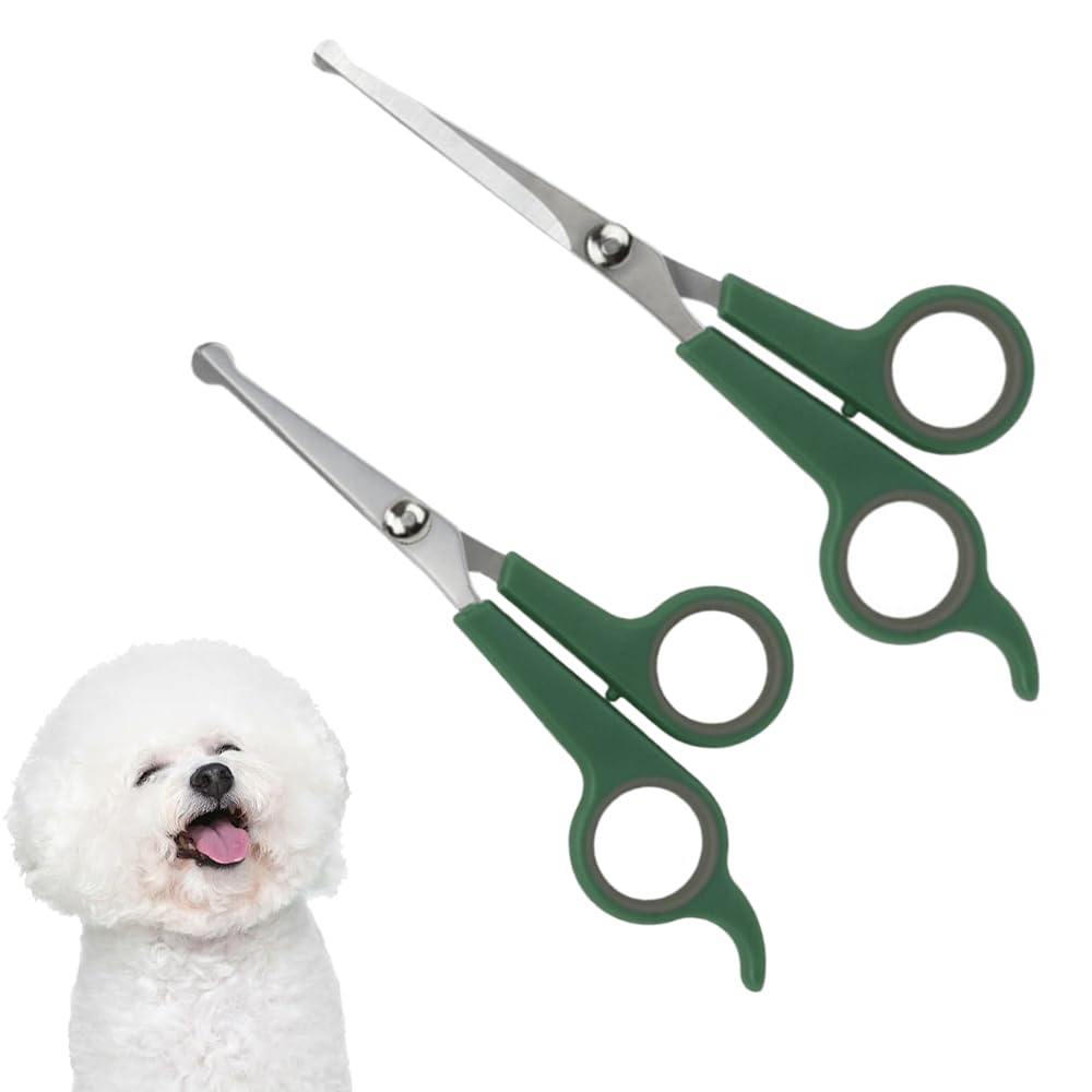 2 PCS Dog Grooming Scissors Professional Pet Grooming Shears 2 Sizes Dog Eye Cutting Scissors with Safety Round Tip Home Pets Grooming Tool for Dogs Cats Small Animals