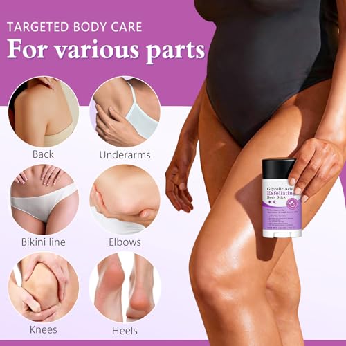 Glycolic Acid Exfoliating Body Stick 75g – With 7% Glycolic Acid & 0.5% Salicylic Acid, Helps Smooth Rough Skin, With Shea Butter, Gentle Body Exfoliation