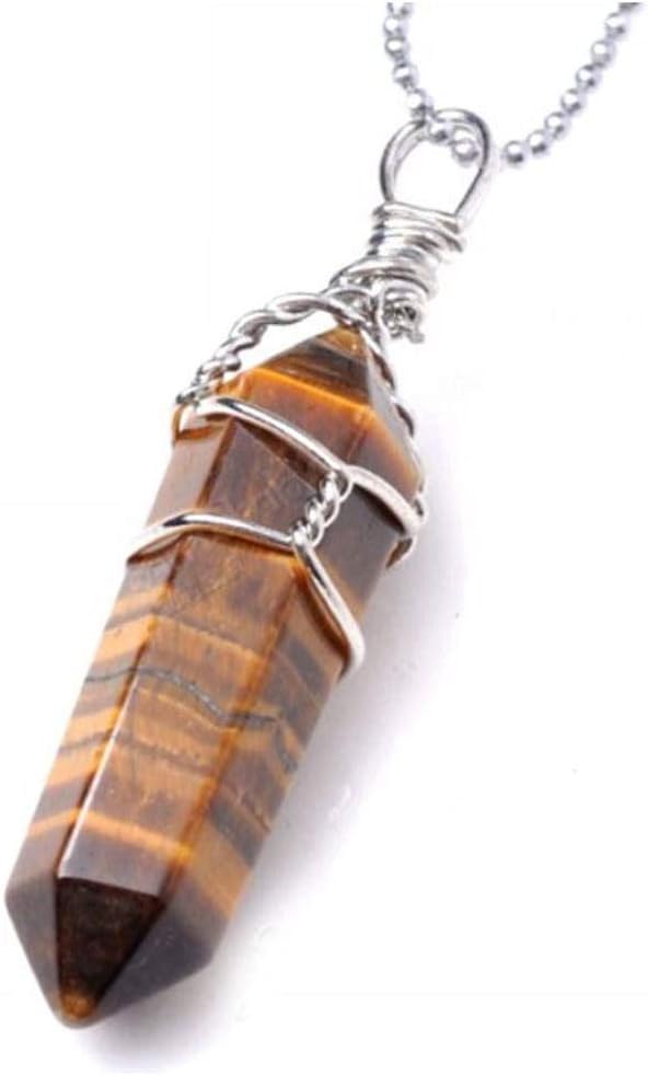 Natural Gemstone Pendant Necklace Healing Crystal Quartz Reiki Chakra Gem Stones 18 Inch Jewelry Women Girls Men Birthday Gifts