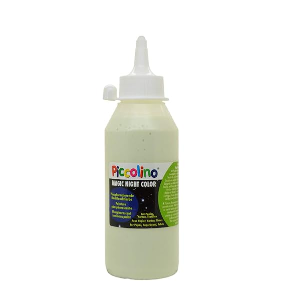 PICCOLINO Leuchtfarbe Magic Night Color 250ml zum Malen - Nachtleuchtfarbe für Papier Karton Wand-Gestaltung, nachleuchtend i
