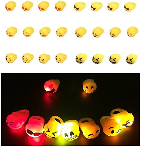 24pcs Emoji LED Flashing Jelly Rings Glow Light up Ring Light for Kids Party Favor Decor Toys