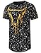 URBANCREWS Mens Hipster Hip Hop Bull Splatter Longline T-Shirt BLACKGOLD XLARGE