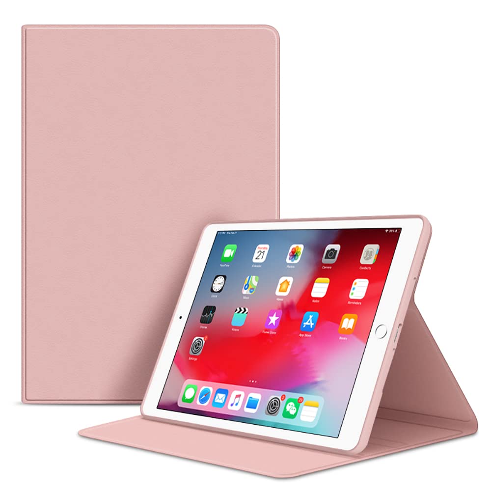 VAGHVEO Case for iPad 9th Generation 10.2 2021/2020/2019, iPad Air 10.5 Inch/Pro 10.5" Smart Cases with Flexible Soft TPU Protective Back Cover, PU Leather Shockproof Shell for iPad 8th/7th Gen, Pink