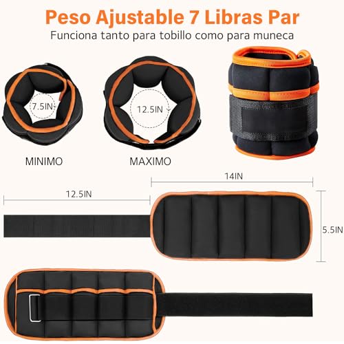 Wodoso Pesas Ajustables para Tobillos 1 par 2 4 6 8 10 Libras Correas de Peso para piernas para Mujeres y Hombres