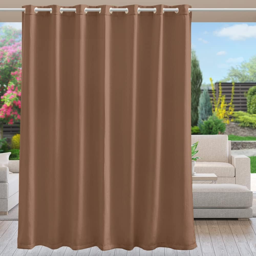 Outdoor Curtains - Anjee Outdoor Curtains Waterproof for Patio Grommet Extra Width Light Blocking Thermal Insulated Privacy Large Large Blackout Drapes for Front Porch Sliding Door, 100 x 95 inches Brown 1 Panel
