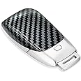 KENDDEEL Carbon Fiber Texture Key Shell Fob Battery Cover Carbon Fiber Key Cover Compatible with Mercedes-Benz A220 E63S E-Class CLS Class 2019-2021, Black