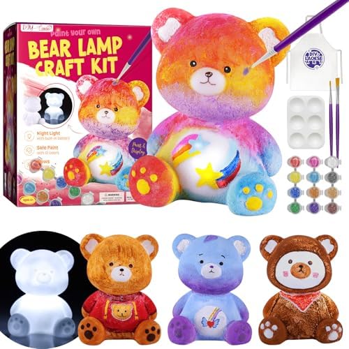 Paint Your Own Bear Lamp Kit, Art Supplies Arts & Crafts Kit, Painting kit for Kids 6-12, Arts and Crafts for Kids Ages 8-12, Toys Girls Boy Birthday Easter Gift Ages 3 4 5 6 7 8 9 10 11 12+