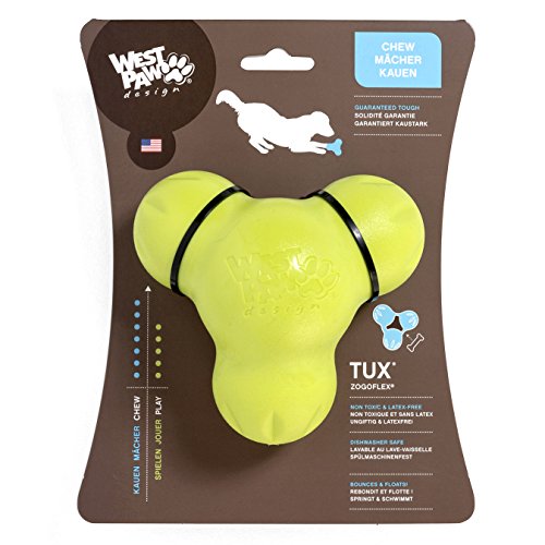 West Paw Zogoflex Tux Interactive Treat Dispensing Dog Chew Toy for Aggressive Chewers, 100% Guaranteed Tough, It Floats!, Made in USA, Small, Granny Smith