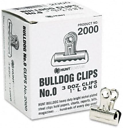 Boston : Bulldog Clips, Steel, 5/16" Capacity, 1"w, Nickel-Plated, 36/box -:- Sold as 2 Packs of - 3 - / - Total of 6 Each