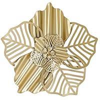 Retrome Gold Metal Flower Wall Decor Waved Hollowed-Out Flowers Art Hanging for Bedroom Living Room Kitchen (Indoor Outdoor 10.8