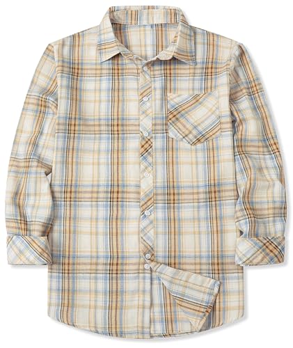Boys & Toddler Plaid Button Down Shirt Long Sleeve Flannel Shirt Tops, Flannel# Blue Yellow White, 11-12 Years = Tag 180 at Amazon