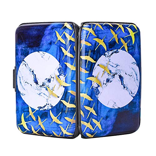 Elfish RFID Blocking Credit Cards Holder Aluminum Wallet Metal ID Case for Men Women (bird moon) - Thumbnail 3