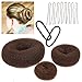 GOZE 13 Piece Ring Hair Donut Bun Maker Set - For Chignon Hair Styles - 3 Buns, 2 Bands, 8 Bobby Pins (Brown)