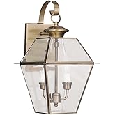 Livex Lighting 2281-01 Westover 2-Light Outdoor Wall Lantern, Antique Brass, 18" x 11" x 11.8"