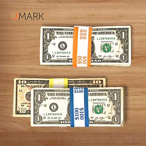 Money Bands Currency Sleeves Straps - Made in USA (Pack of 175) Self-Adhesive Assorted Money Wrappers for Bills Color Coded Wraps Meets ABA Standards, 7.5 x 1.25 inches - Counter Recyclable Kraft Pape