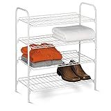 Honey-Can-Do SHO-01172 Wire Shoe & Accessory Rack, White, 4-Tier
