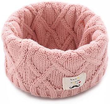 LB_2017 Winter Cotton Baby Scarf Children Knitted Wool O-Scarves Chidren Outing Protect Kint Solid Color (Pink)