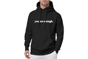Men's Hoodies Pullover You are Enough Casual Hooded Sweatshirt with Front Prints and Plush Fabric Pullover Hoodie Sweatshirt