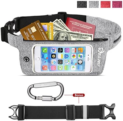 Adjustable Running Belt Waterproof Fanny Pack With Touch Screen, Zipper Dual Pocket,Perfect For Hiking, Sport, Runners, Yoga,Sports Waist Bag Fits iPhone 7+,8, 8plus, X, Samsung S8,S8+