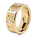 100S JEWELRY Gold Tungsten Rings For Mens Cubic Zirconia Wedding Bands 3 CZ Inlaid Jewerly Size 8-15