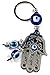Nazareth Store Evil Eye Silver Hamsa Keychain Hand Fatima Protection Charm Key holder Lucky Amulet Ring Key Holder