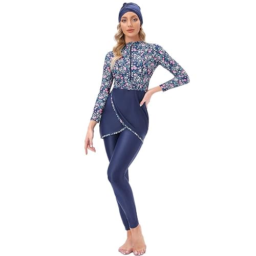 Burkini Swimsuits for Women Modest Muslim Swimsuit Islamic Swimwear Long Sleeve Burkinis Full Cover Hijab Muslim Swim Dress Tops Pants Swim Cap Wetsuit 3 Piece Bathing Suits Blue Floral Medium in Saudi Burkini Swimsuits for Women Modest Muslim Swimsuit Islamic Swimwear Long Sleeve Burkinis Full Cover Hijab Muslim Swim Dress Tops Pants Swim Cap Wetsuit 3 Piece Bathing Suits Blue Floral Medium in Saudi